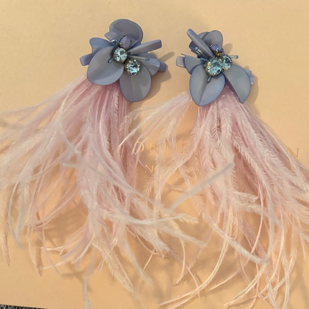 Mignonne Gavigan Blue and Pink Feather Earrings